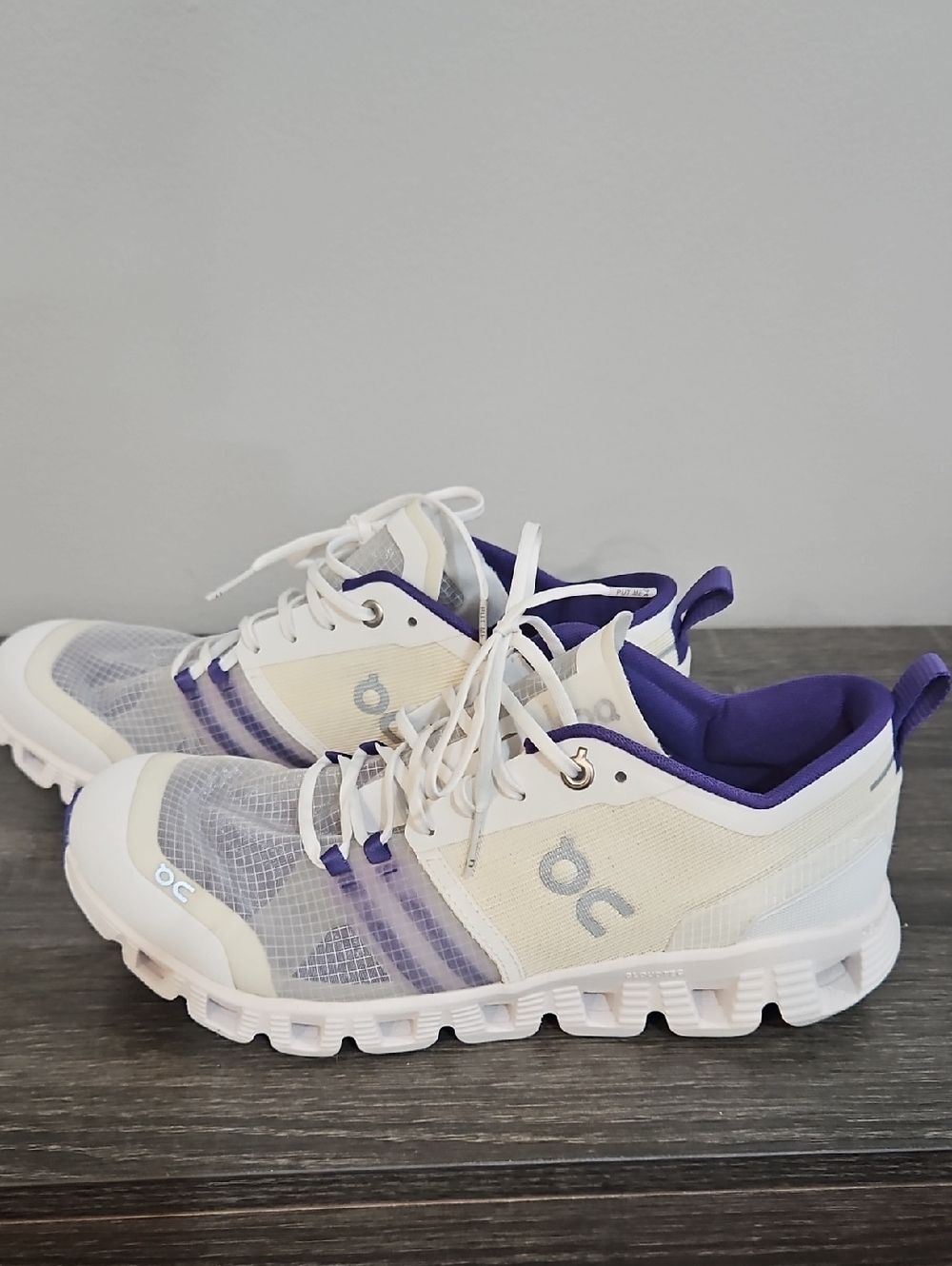 On Running Women's Cloud Shift White and Purple Cloud Running Sneakers